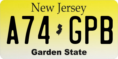 NJ license plate A74GPB