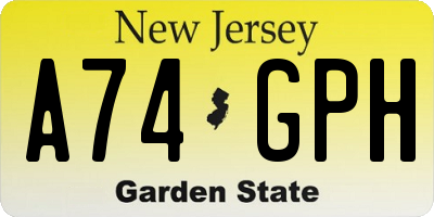 NJ license plate A74GPH