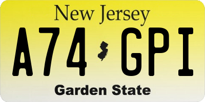 NJ license plate A74GPI