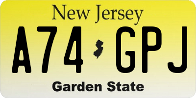 NJ license plate A74GPJ