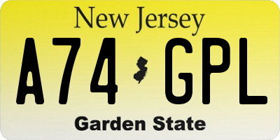 NJ license plate A74GPL