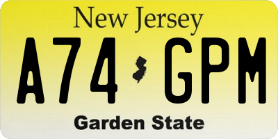 NJ license plate A74GPM