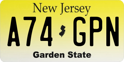 NJ license plate A74GPN