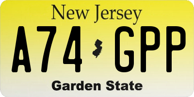 NJ license plate A74GPP