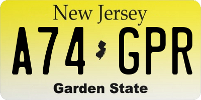 NJ license plate A74GPR