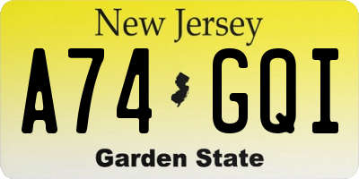 NJ license plate A74GQI