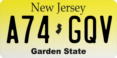 NJ license plate A74GQV