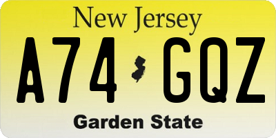 NJ license plate A74GQZ