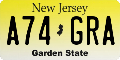 NJ license plate A74GRA