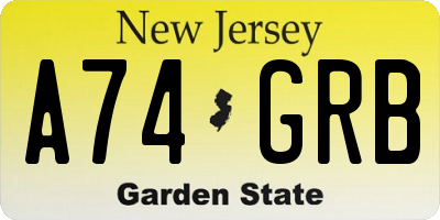 NJ license plate A74GRB