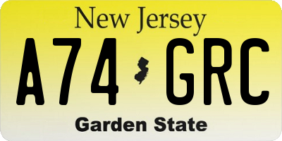NJ license plate A74GRC