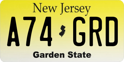 NJ license plate A74GRD