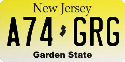 NJ license plate A74GRG