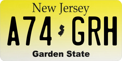 NJ license plate A74GRH