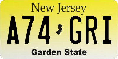 NJ license plate A74GRI
