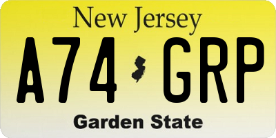 NJ license plate A74GRP