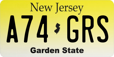 NJ license plate A74GRS