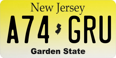 NJ license plate A74GRU