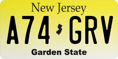 NJ license plate A74GRV
