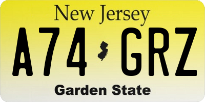 NJ license plate A74GRZ