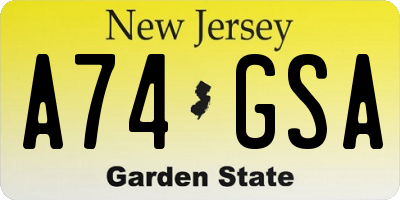 NJ license plate A74GSA