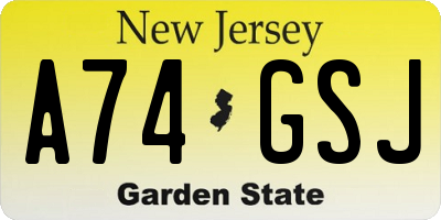 NJ license plate A74GSJ