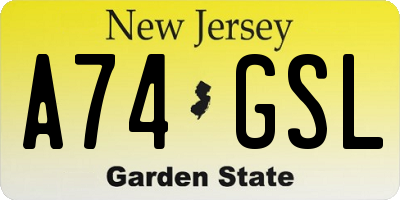 NJ license plate A74GSL