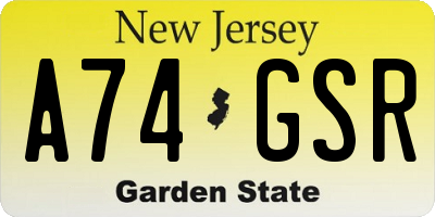 NJ license plate A74GSR