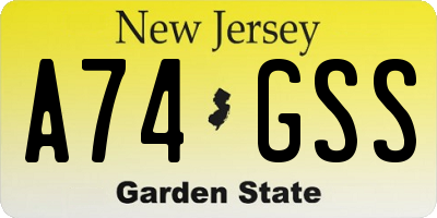 NJ license plate A74GSS