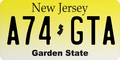 NJ license plate A74GTA