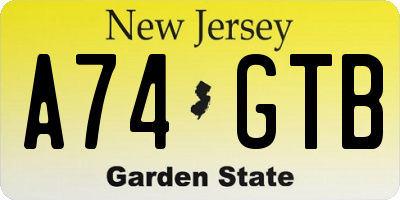 NJ license plate A74GTB