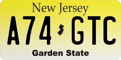NJ license plate A74GTC