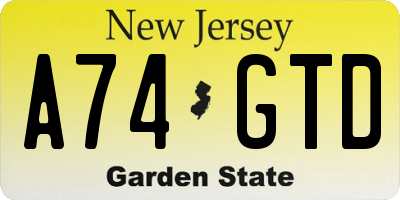 NJ license plate A74GTD