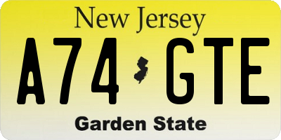 NJ license plate A74GTE