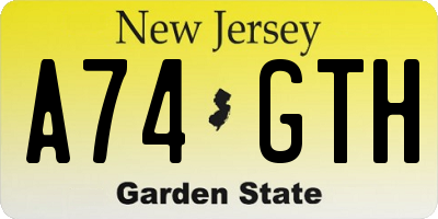 NJ license plate A74GTH