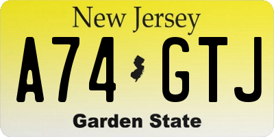 NJ license plate A74GTJ