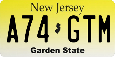 NJ license plate A74GTM