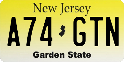 NJ license plate A74GTN