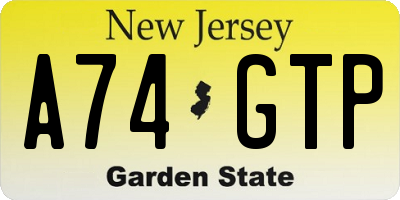 NJ license plate A74GTP