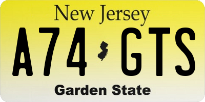 NJ license plate A74GTS