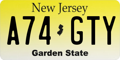 NJ license plate A74GTY