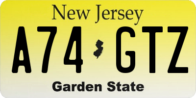 NJ license plate A74GTZ