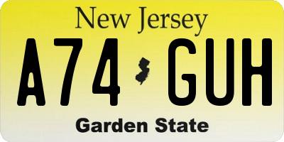 NJ license plate A74GUH