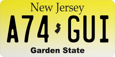 NJ license plate A74GUI