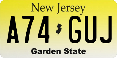 NJ license plate A74GUJ