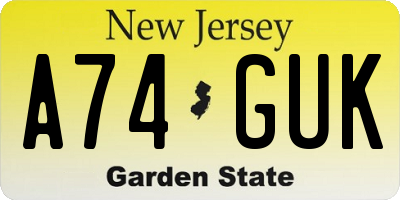 NJ license plate A74GUK