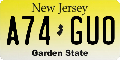 NJ license plate A74GUO