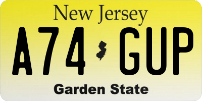 NJ license plate A74GUP