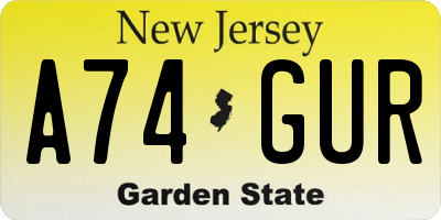 NJ license plate A74GUR
