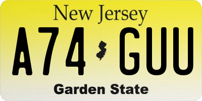 NJ license plate A74GUU
